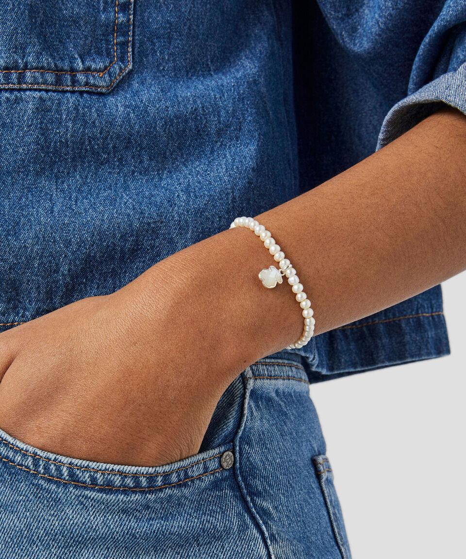 Tous Pulsera Elástica Blanca Con Perlas Icon Color Mujer