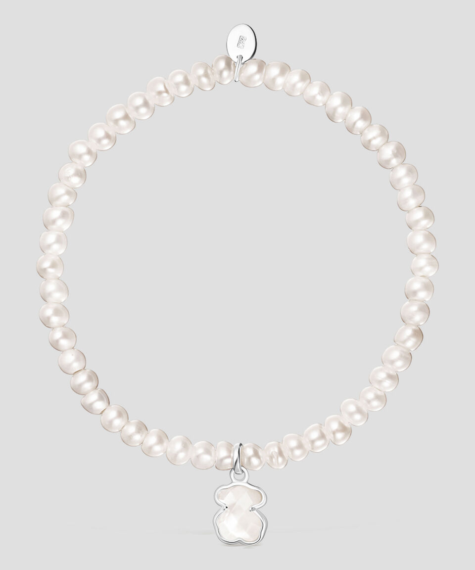 Tous Pulsera Elástica Blanca Con Perlas Icon Color Mujer