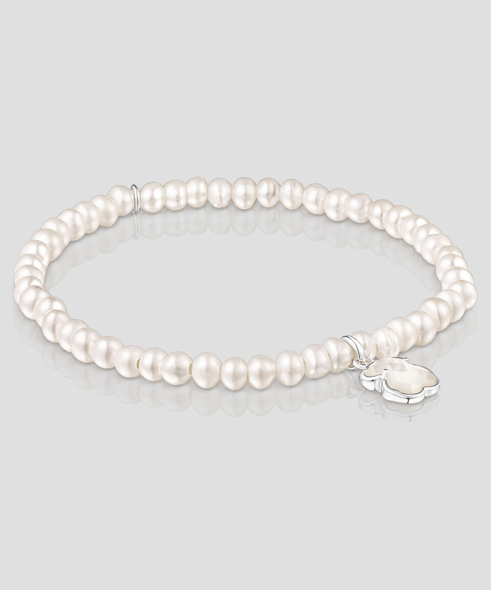 Tous Pulsera elástica Blanca con perlas Icon Color Mujer
