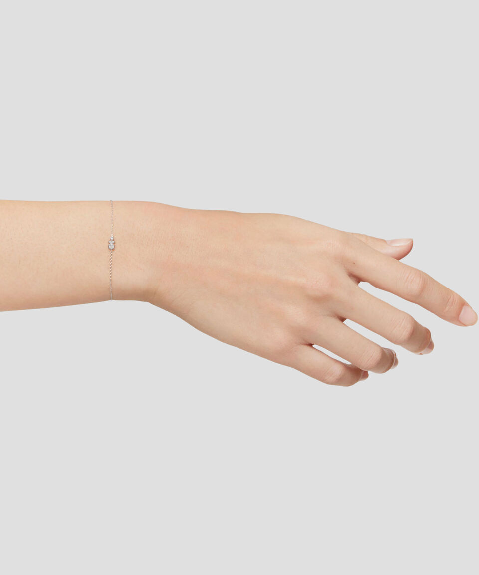 Tous Pulsera En Oro Blanco Con Oso Y Diamantes Grain Mujer