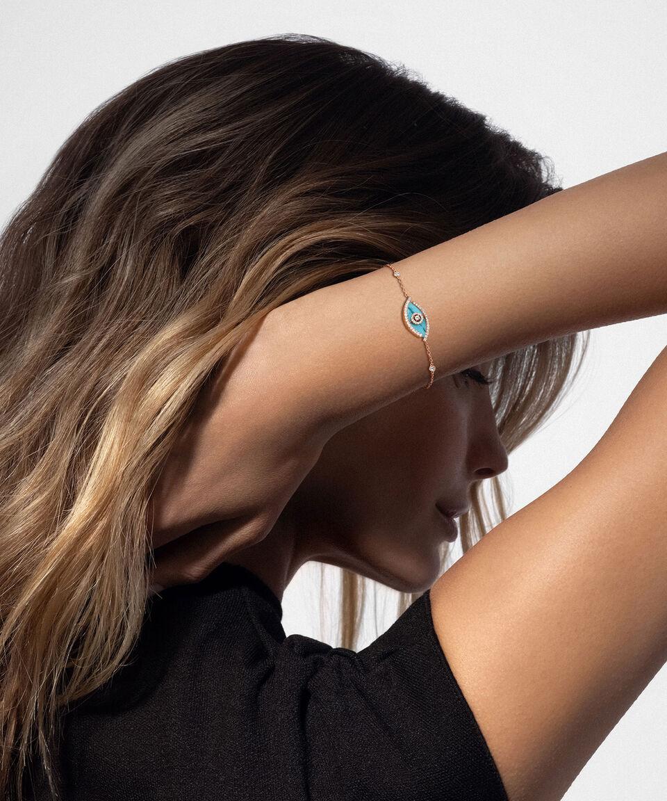 Messika Pulsera Lucky Eye Con Turquesa En Oro Rosa De 18 Kilates Mujer