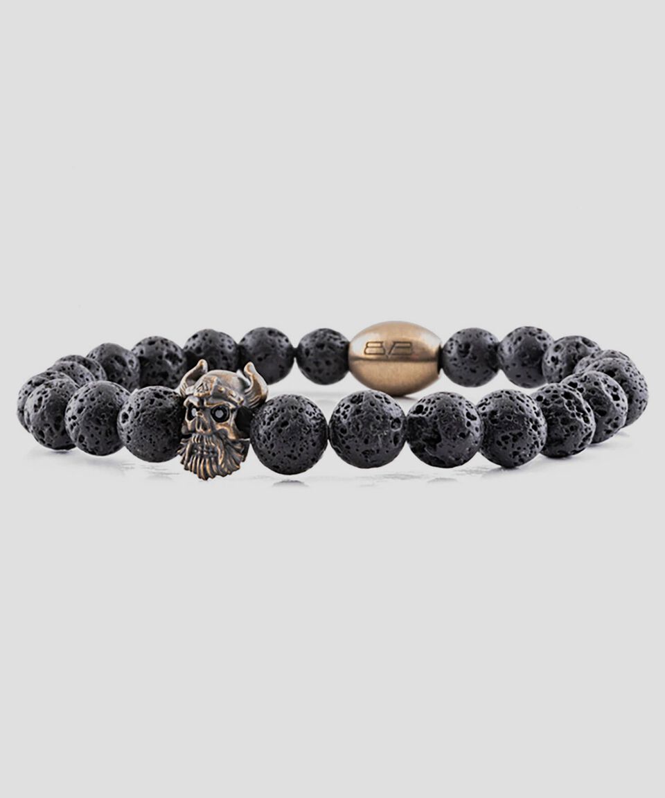 Bomberg Pulsera Sbeads Vikinga Con Piedra Volcánica Hombre