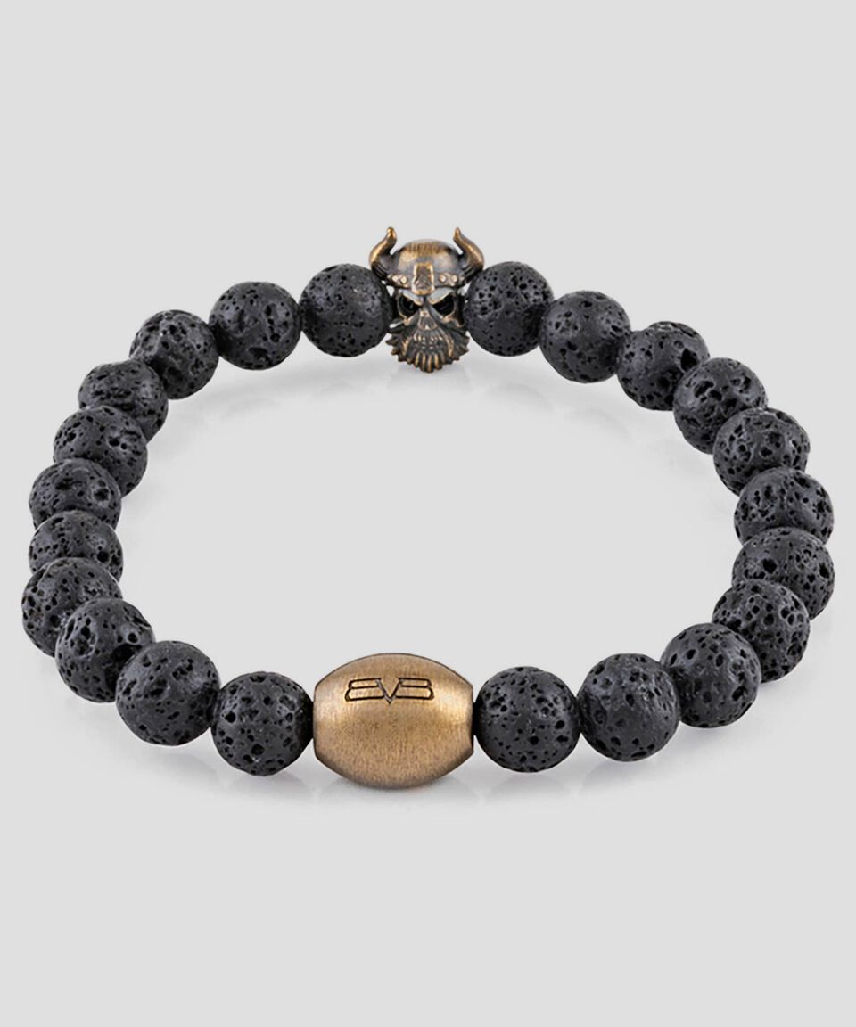 Bomberg Pulsera Sbeads Vikinga Con Piedra Volcánica Hombre