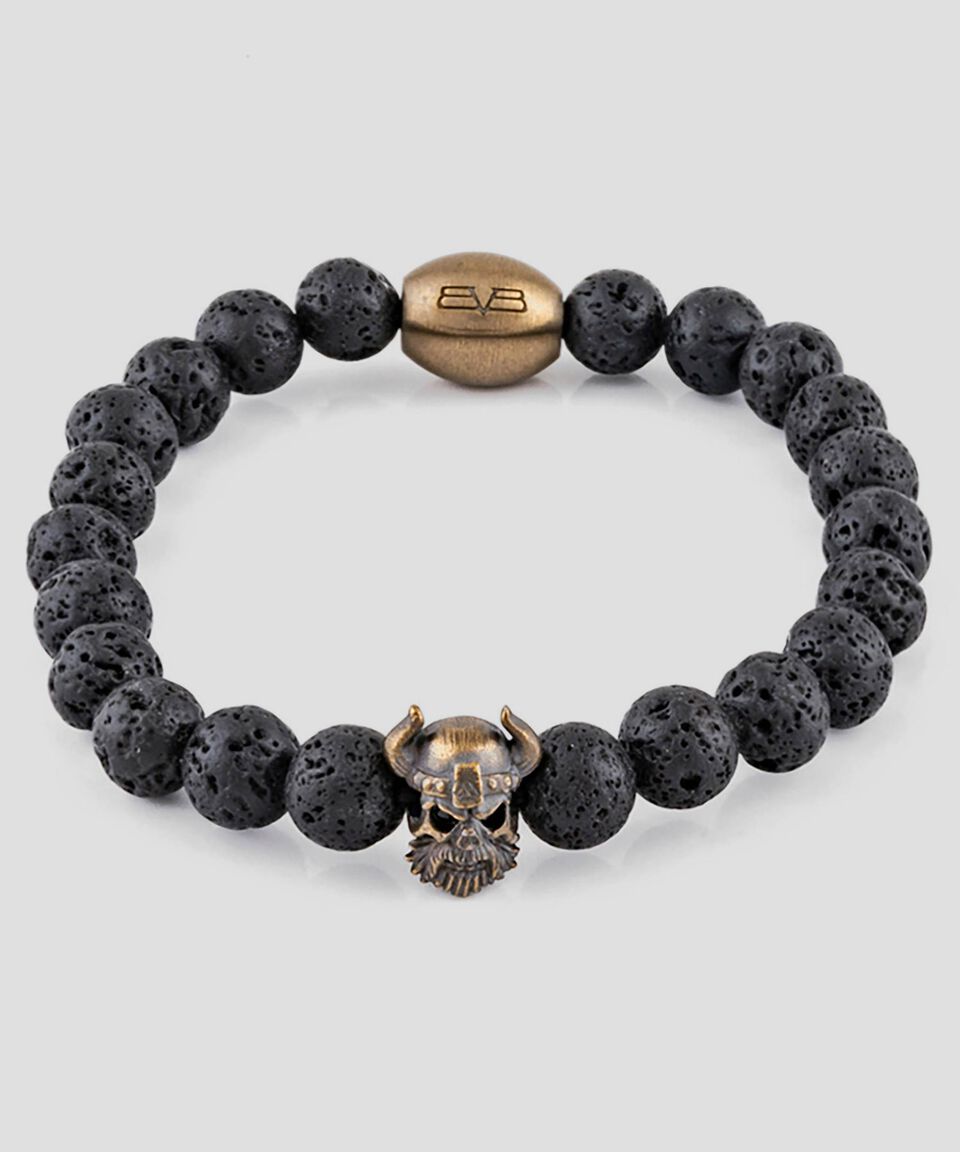 Bomberg Pulsera Sbeads Vikinga con piedra volcánica Hombre