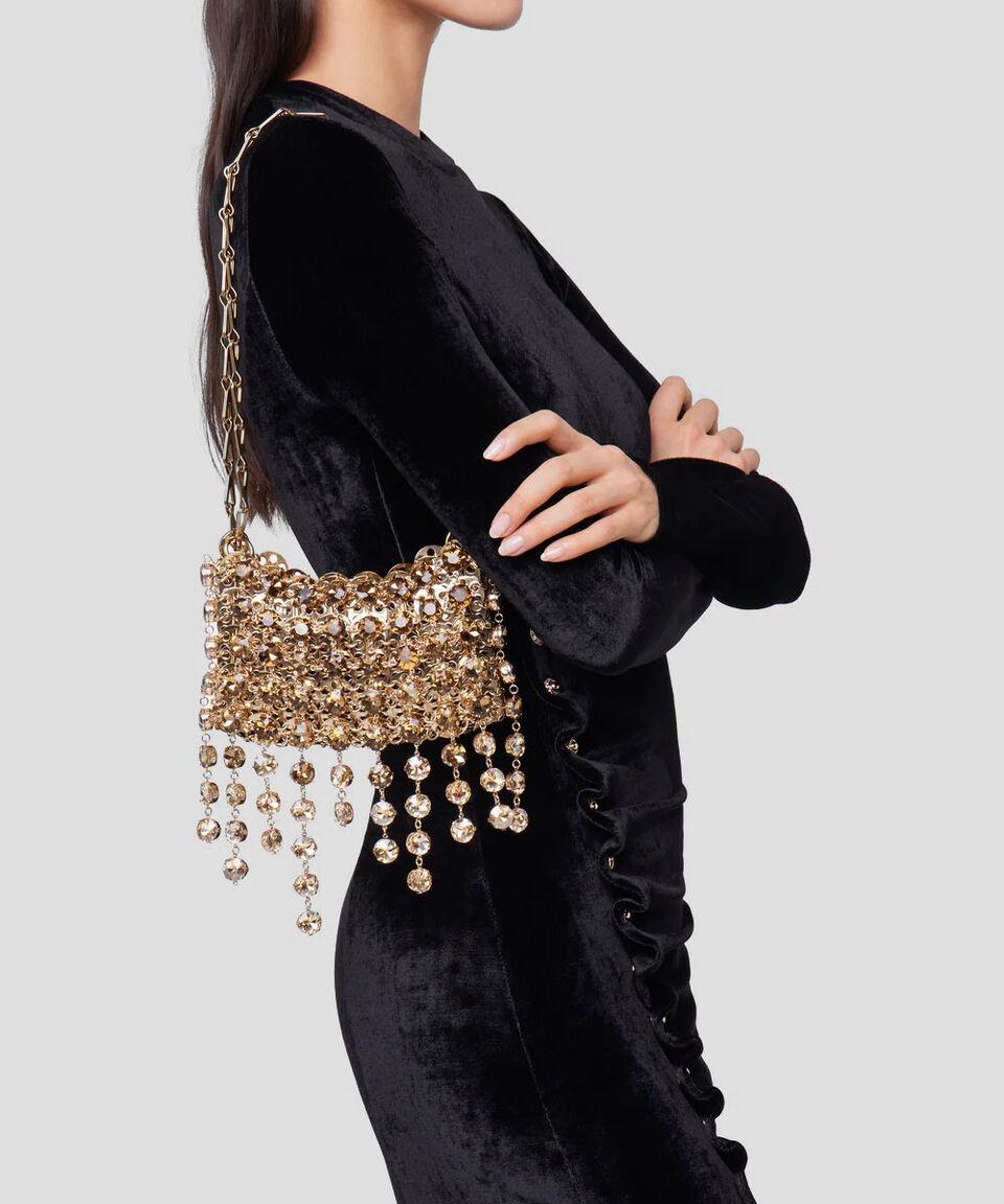 Rabanne Bolsa Shoulder Gold Con Pedrería Mujer