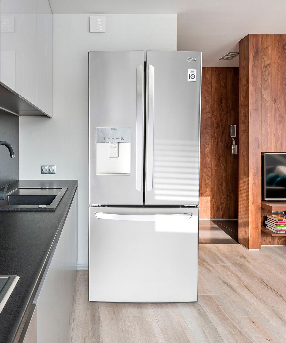 Lg Refrigerador LG French Door Linear Inverter Con Dispensador De Agua 22 Pies Cúbicos - Acero - GF22WGS