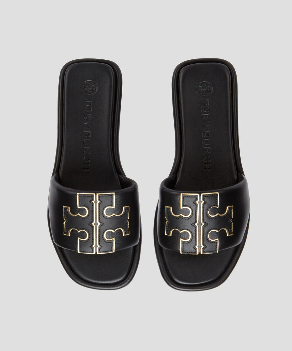 Tory Burch Sandalias Negras Double-T Sport Slide Mujer