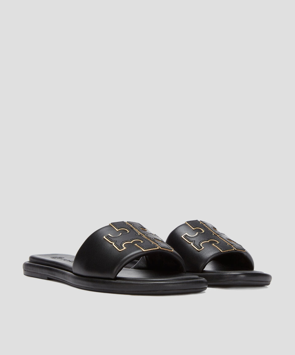Tory Burch Sandalias Negras Double-T Sport Slide Mujer