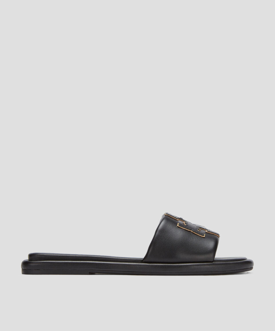 Tory Burch Sandalias negras Double-T Sport Slide Mujer