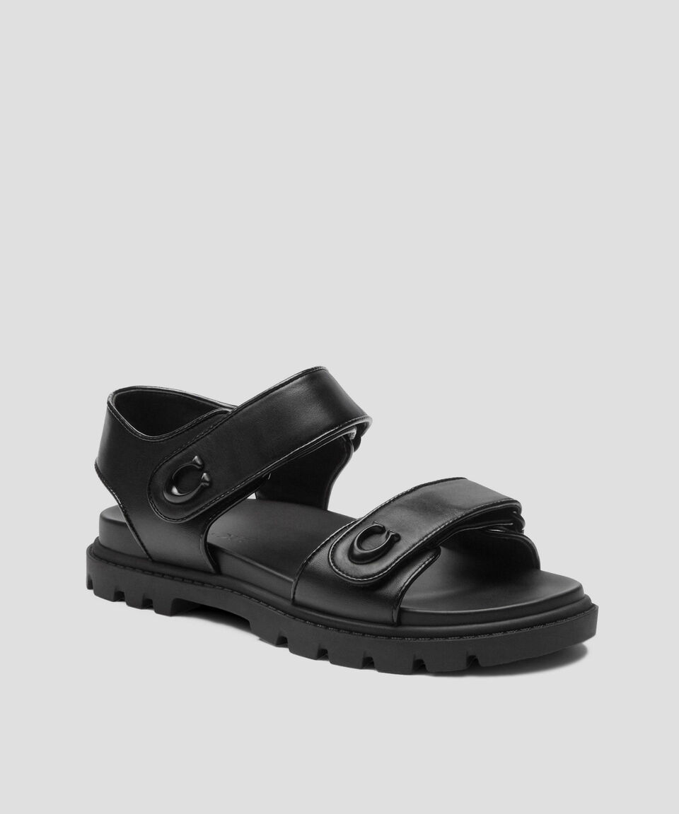 Coach Sandalias Planas En Piel Con Textura Brynn Mujer