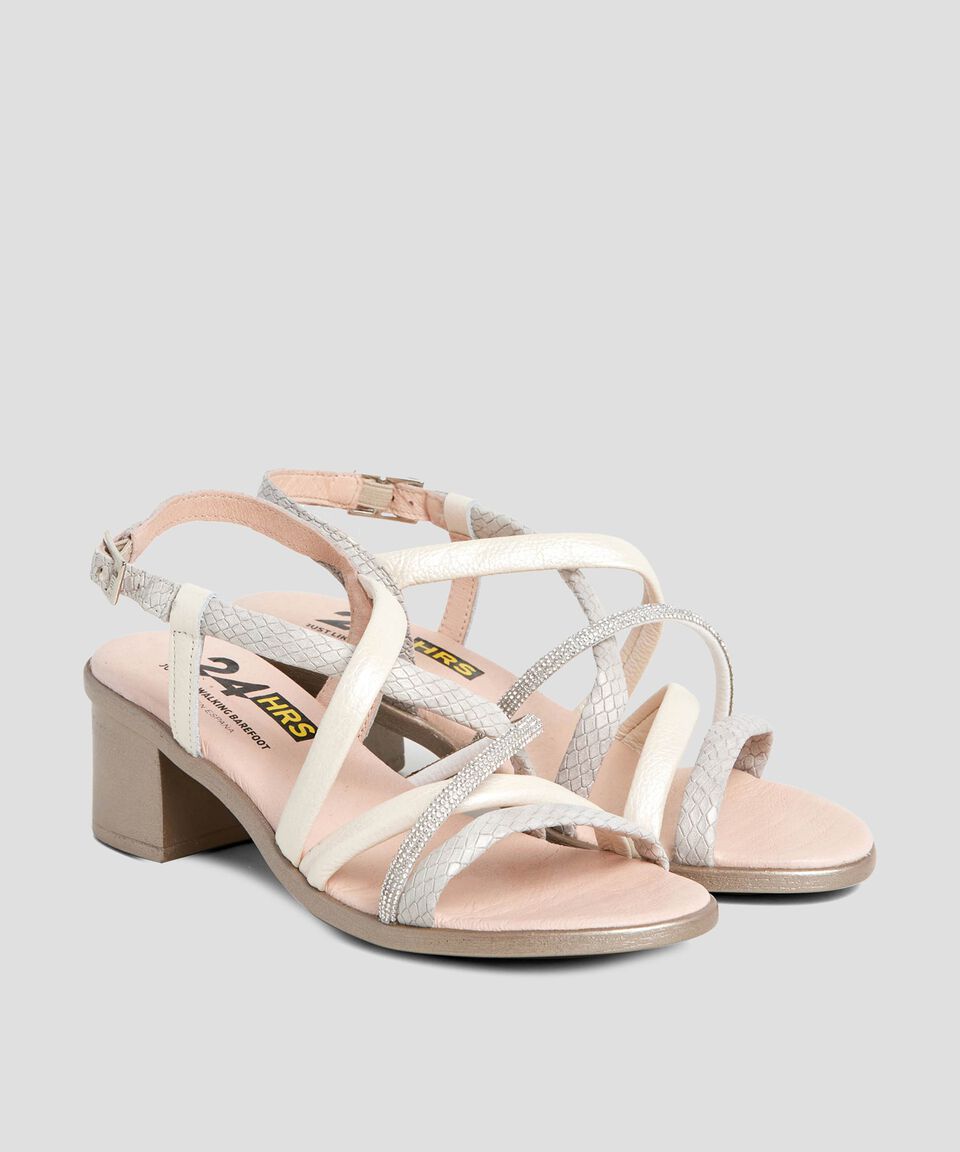 24 Hrs Sandalias Slingback Con Tacón Medio Y Ancho Milan Mujer