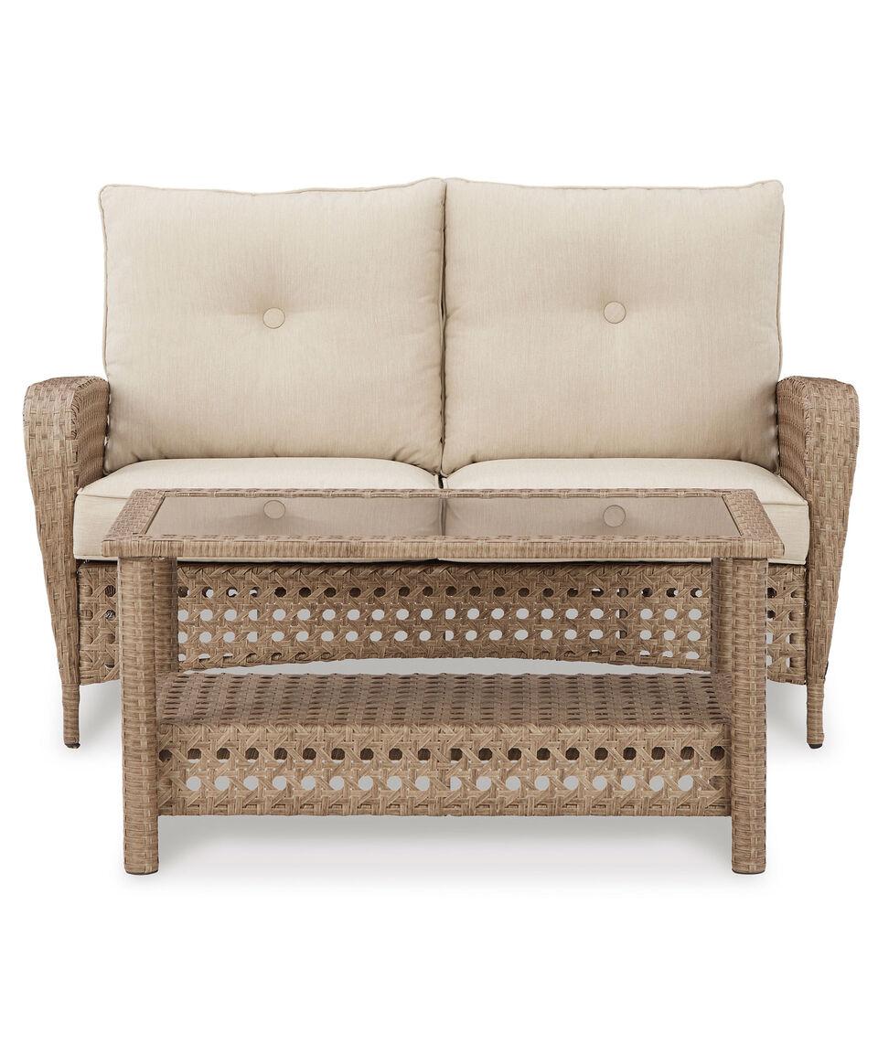 Ashley Set de Loveseat y Mesa de centro para exteriores Blake en resina Driftwood