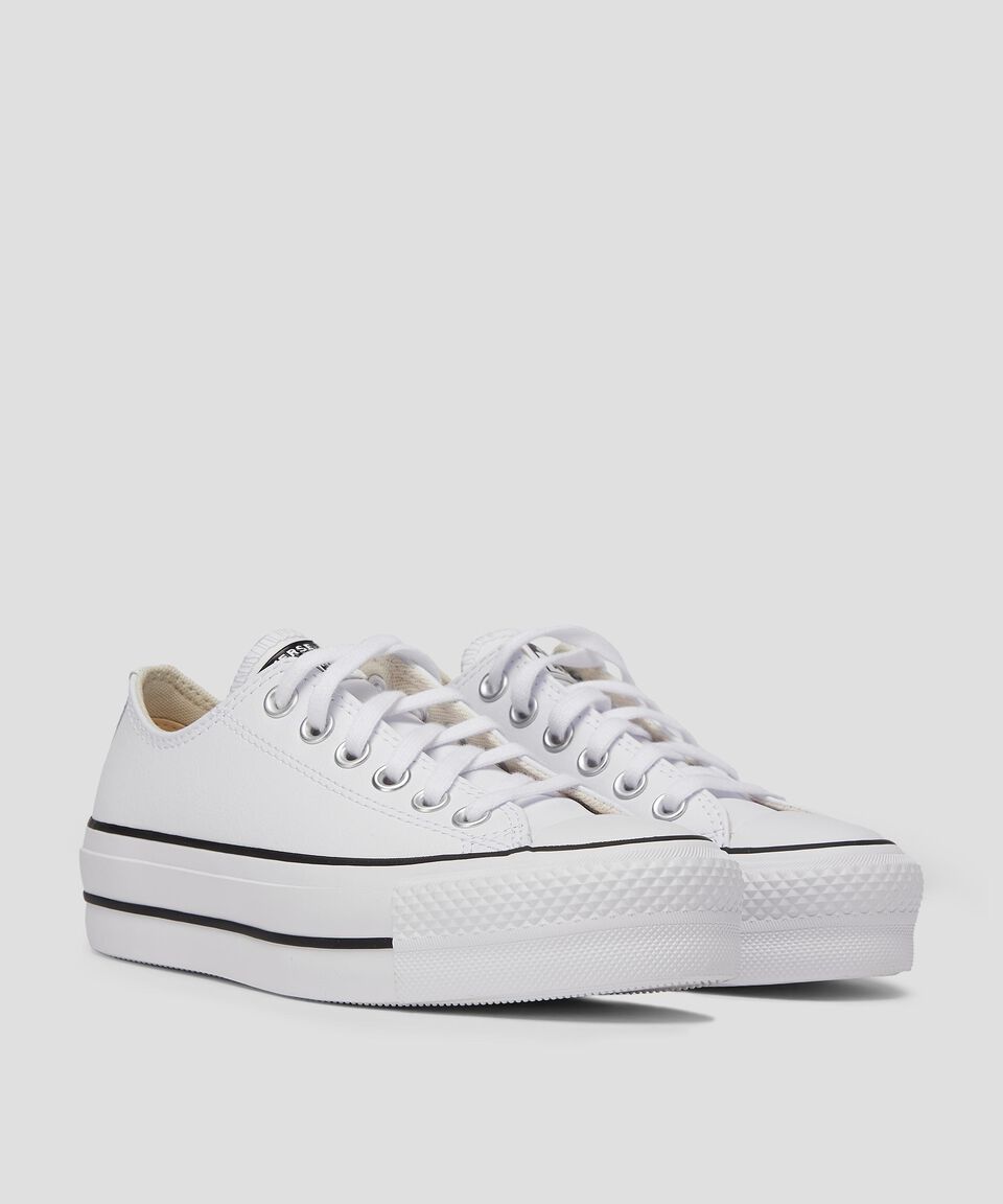 Converse Tenis Casuales Con Plataforma En Piel Color Blanco Mujer