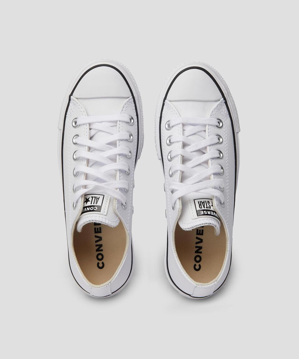 Converse Tenis Casuales Con Plataforma En Piel Color Blanco Mujer
