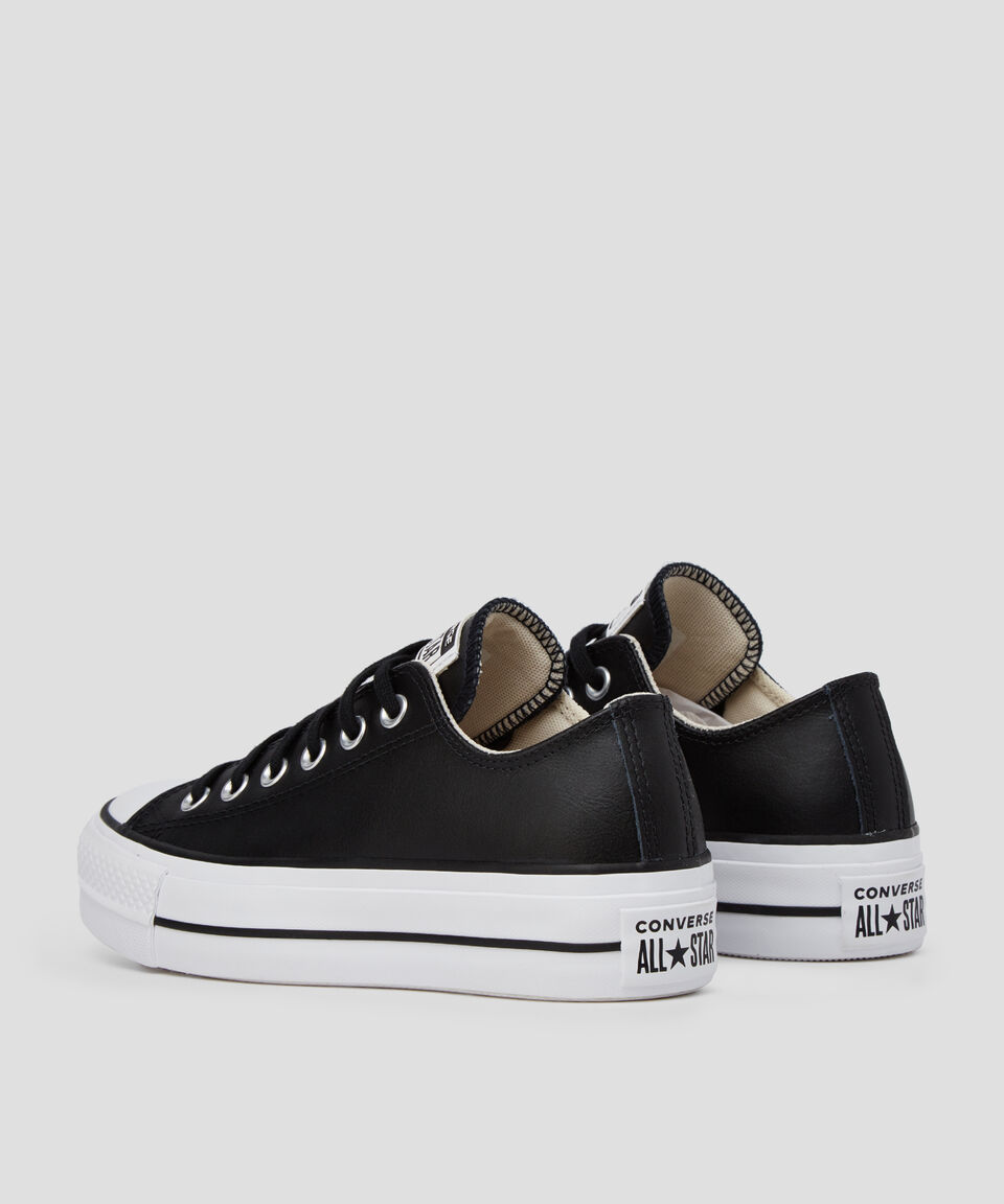 Converse Tenis Casuales Con Plataforma En Piel Color Negro Mujer
