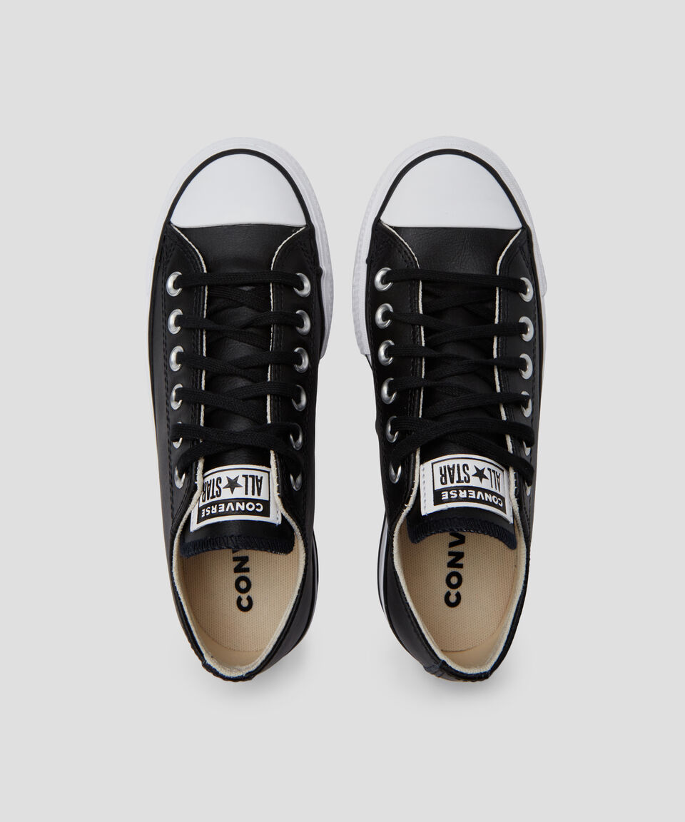 Converse Tenis Casuales Con Plataforma En Piel Color Negro Mujer