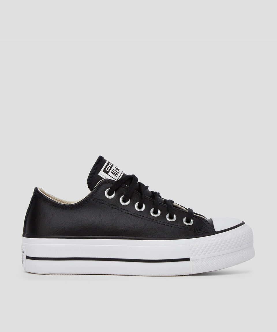 Converse Tenis casuales con plataforma en piel color negro Mujer