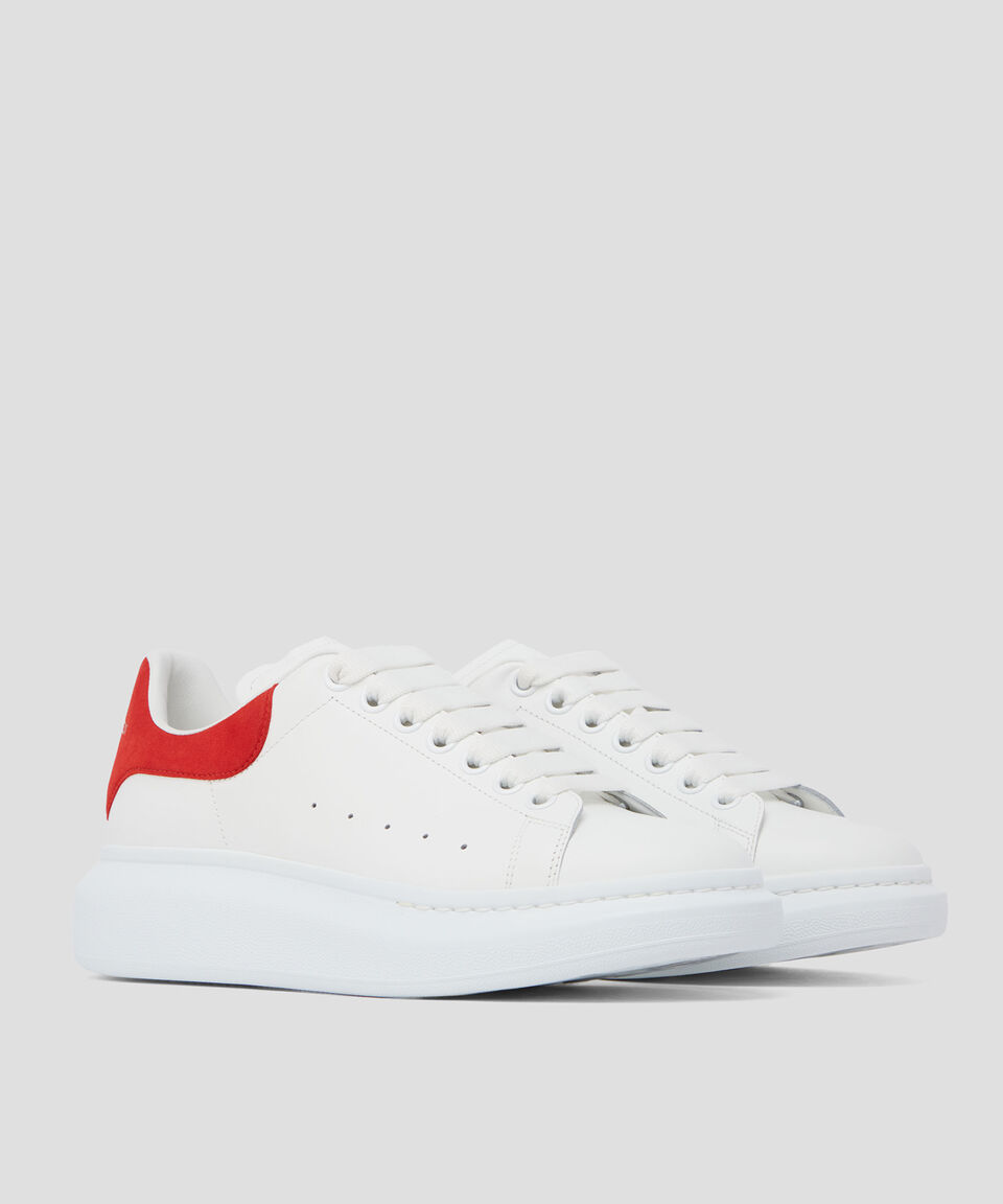 McQueen Tenis Casuales Con Plataforma Oversized Lust Red En Piel Blancos Hombre