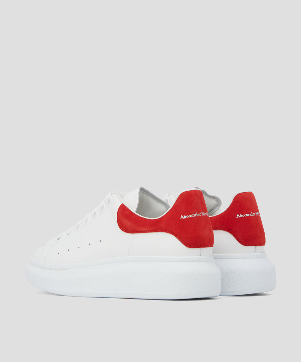 McQueen Tenis Casuales Con Plataforma Oversized Lust Red En Piel Blancos Hombre