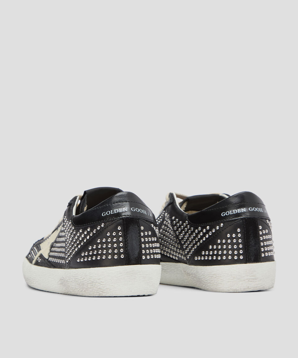 Golden Goose Deluxe Brand Tenis Casuales Super-Star En Piel Vacuna Con Estoperoles Hombre