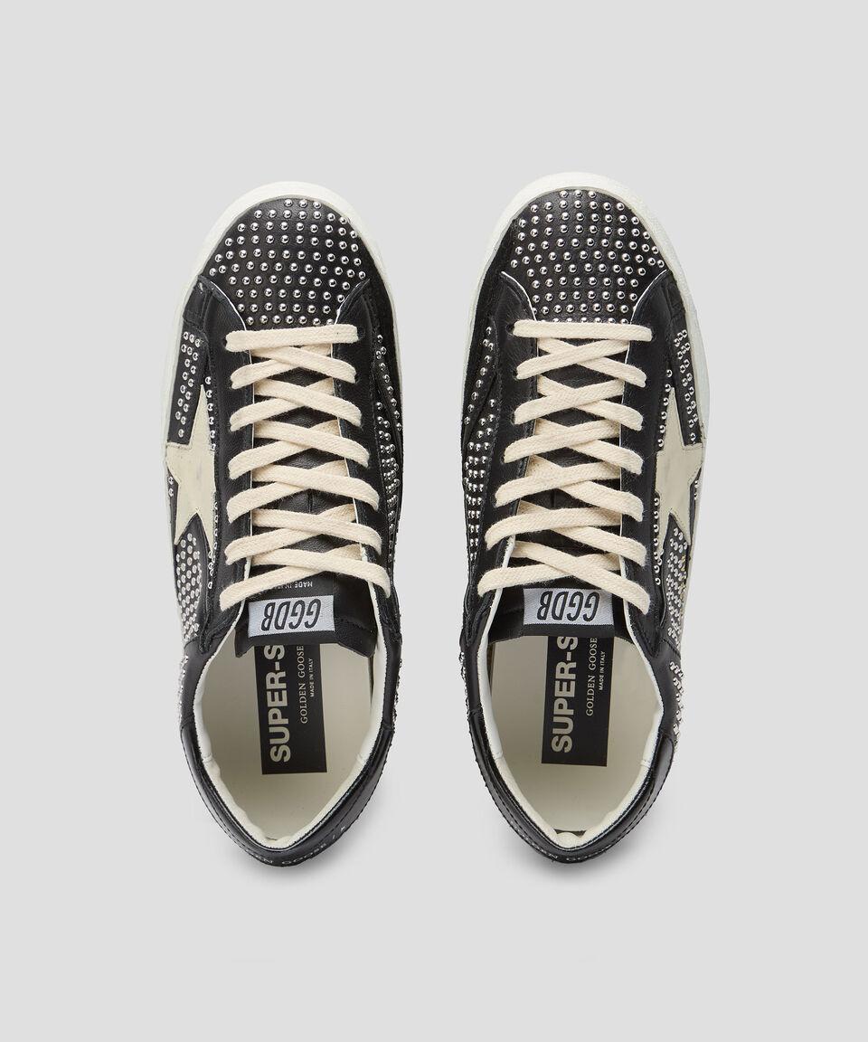 Golden Goose Deluxe Brand Tenis Casuales Super-Star En Piel Vacuna Con Estoperoles Hombre