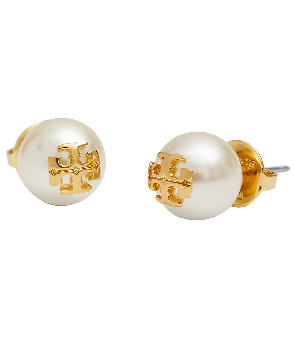 Tory Burch Aretes Crystal Pearl Stud