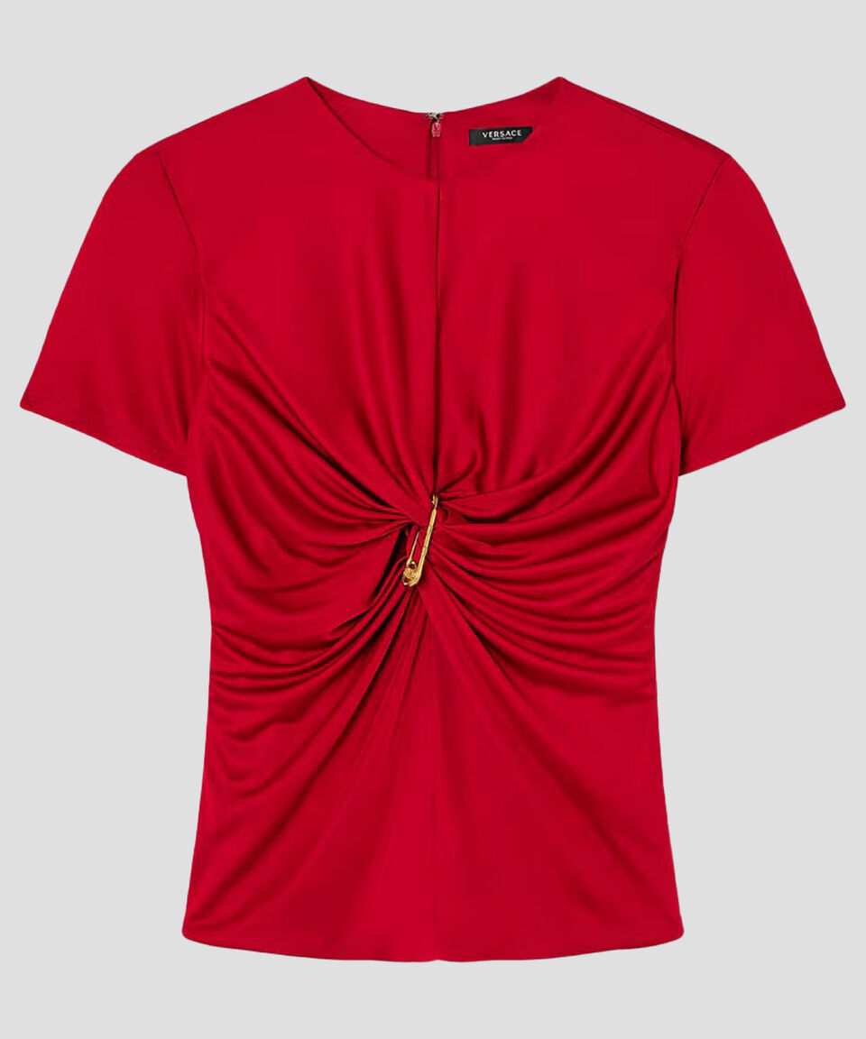 Versace Blusa Fluida De Manga Corta Mujer