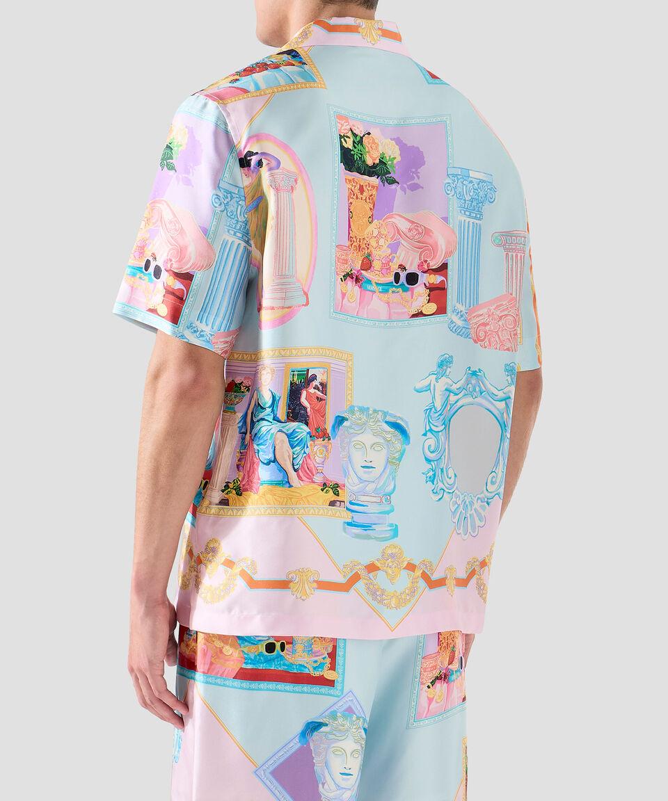 Versace Camisa Estampada Con Manga Corta Hombre