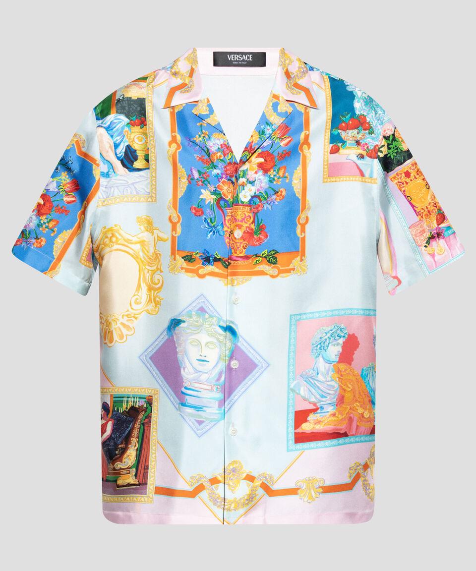 Versace Camisa Estampada Con Manga Corta Hombre