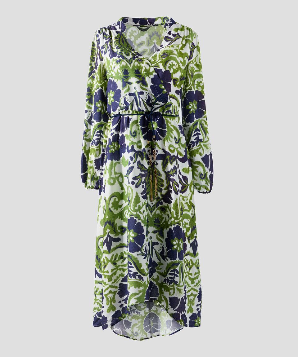 Pertegaz Vestido Largo Estampado De Manga Larga Mujer