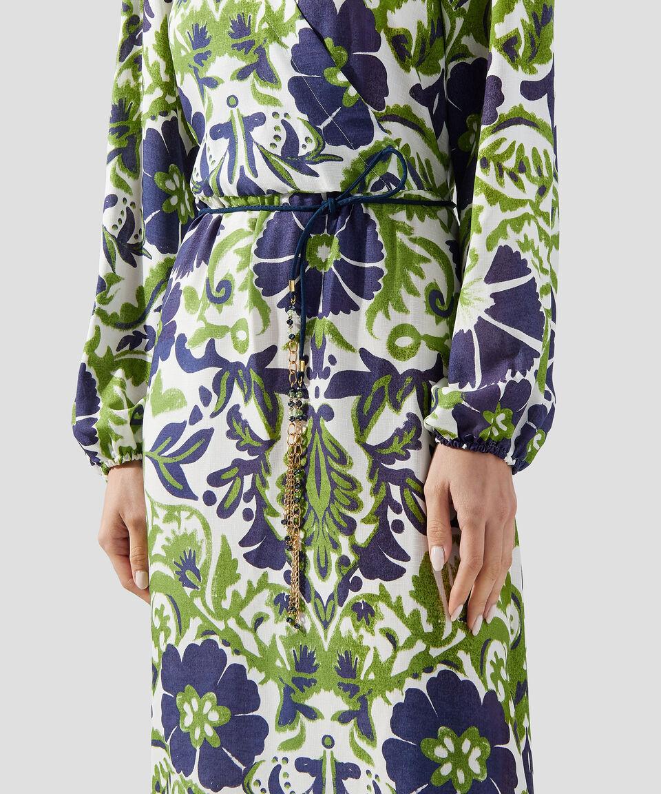 Pertegaz Vestido Largo Estampado De Manga Larga Mujer