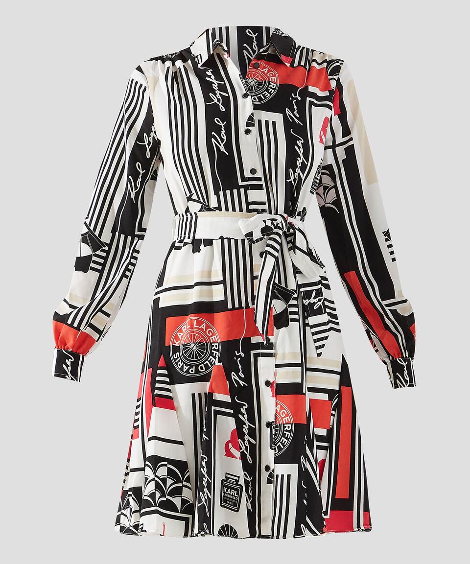 Karl Lagerfeld Vestido Midi Manga Larga Estampado Mujer