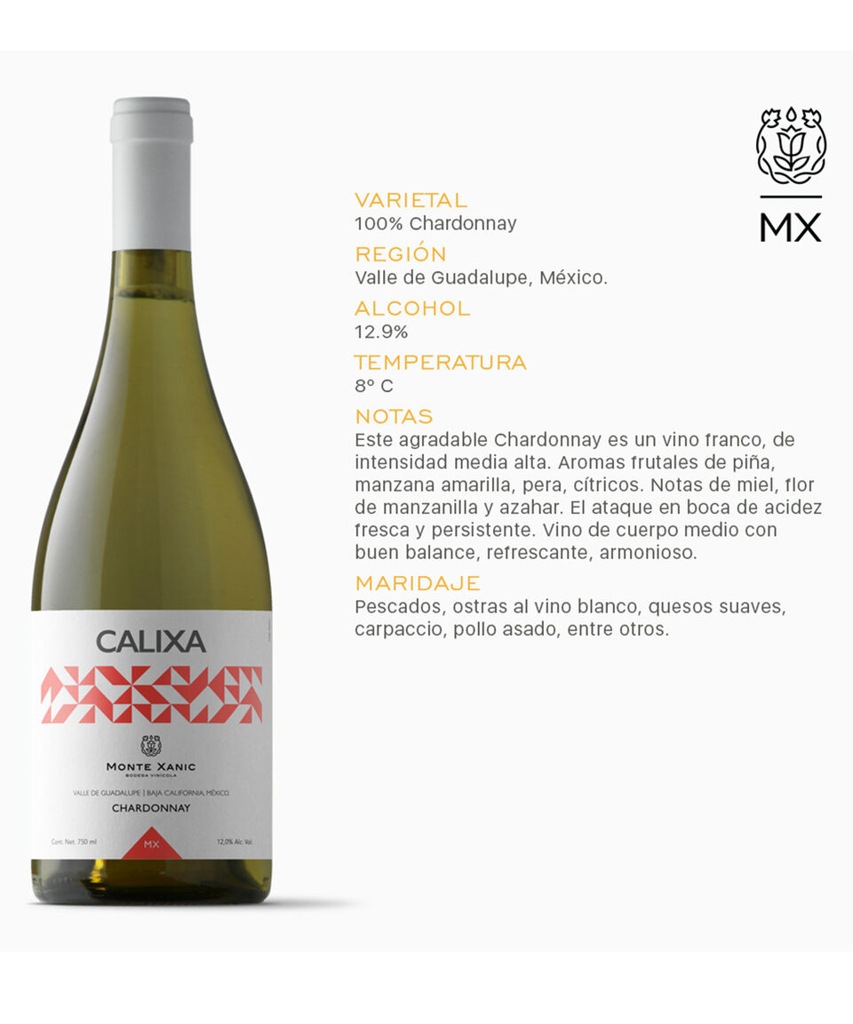 Monte Xanic Vino Blanco Chardonnay Calixa México 750 Ml
