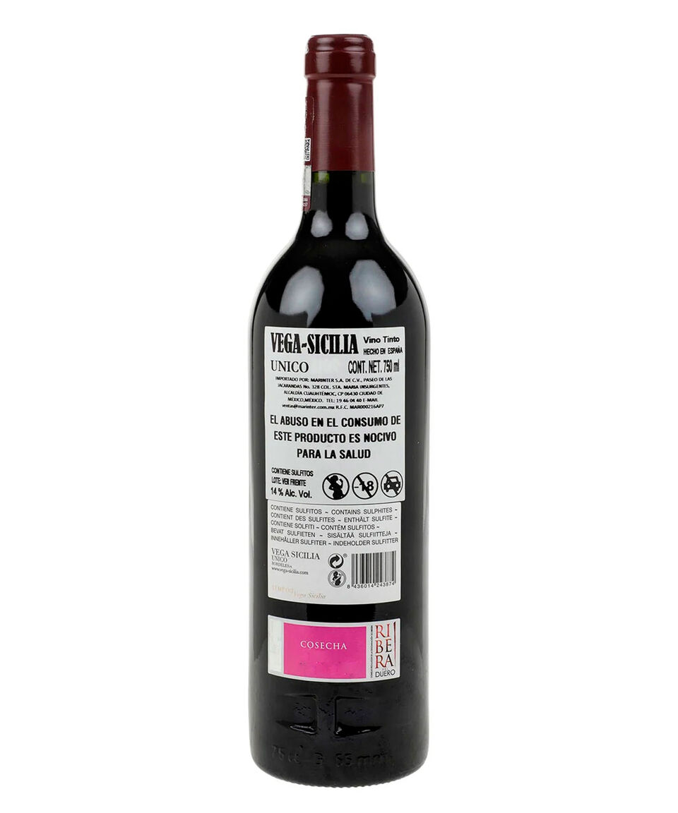 Vega Sicilia Vino Tinto Tempranillo Único 2014 España 750 Ml