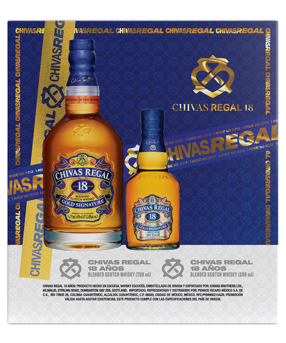 Chivas Regal Whisky 18 años Gold Signature 750 ml + Whisky 18 años Gold Signature 200 ml