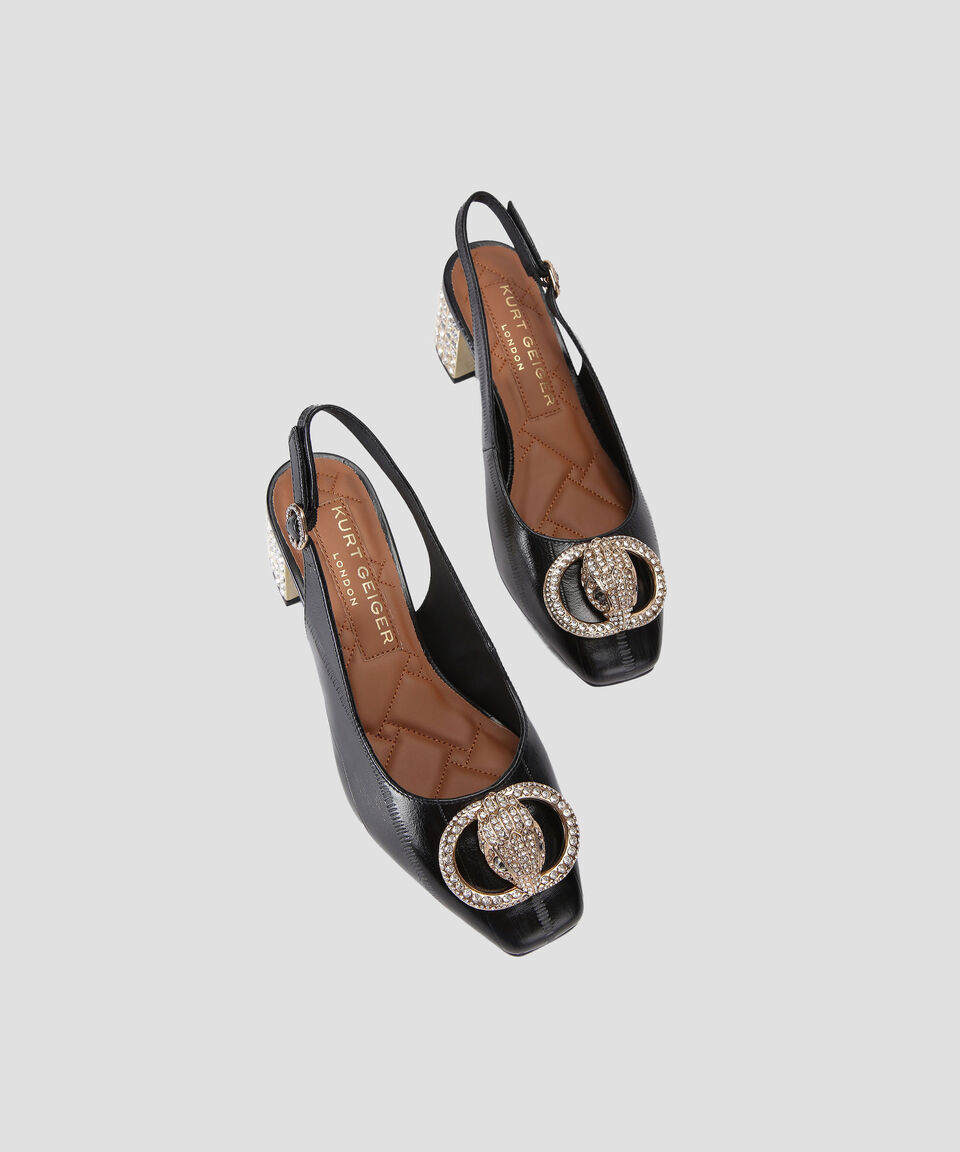 Kurt Geiger Zapatillas Slingback De Tacón Medio Ancho Block En Piel Mujer