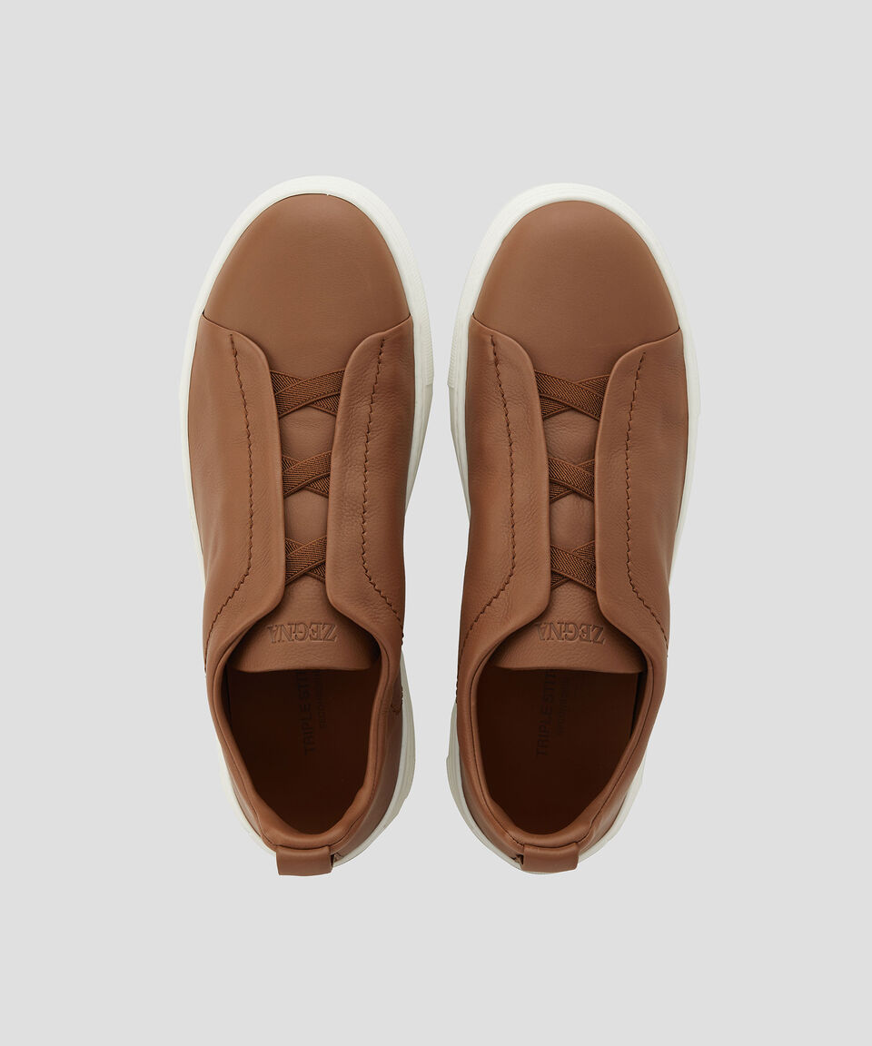 Zegna Tenis Casuales En Piel Triple Stitch Hombre
