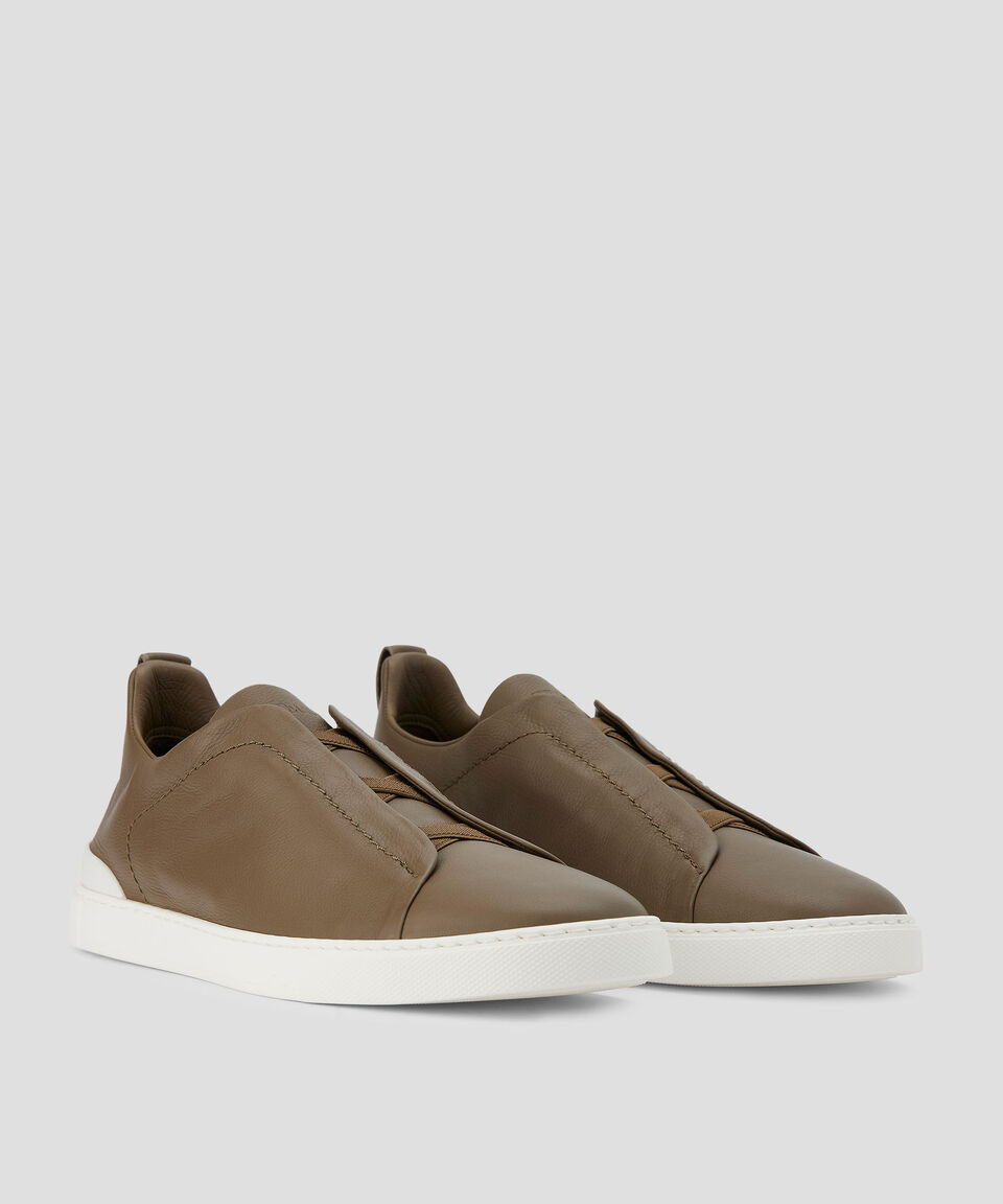 Zegna Tenis Casuales En Piel Triple Stitch Hombre