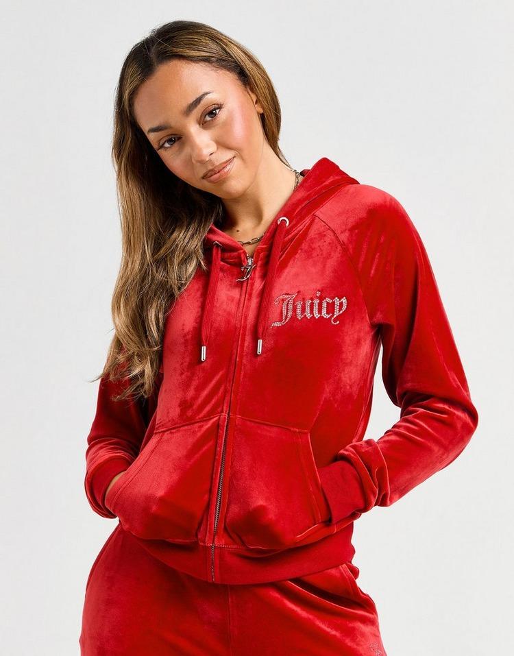 JD Sports JUICY COUTURE Sudadera Con Capucha Zip Logo Velour Diamante