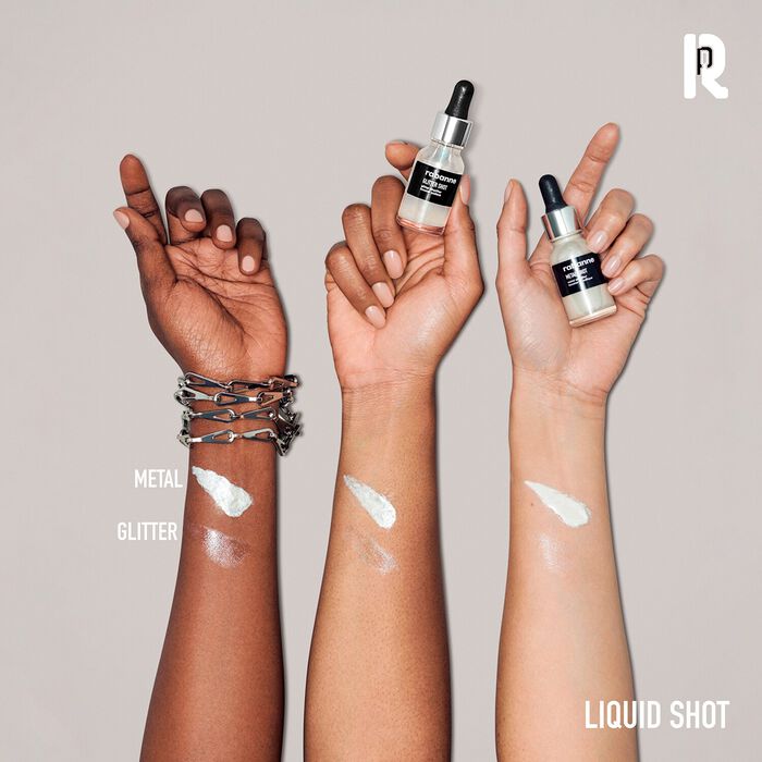 Rabanne Makeup Arts Factory Glitter Shot - Iluminador Líquido Multisusos Con Purpurina