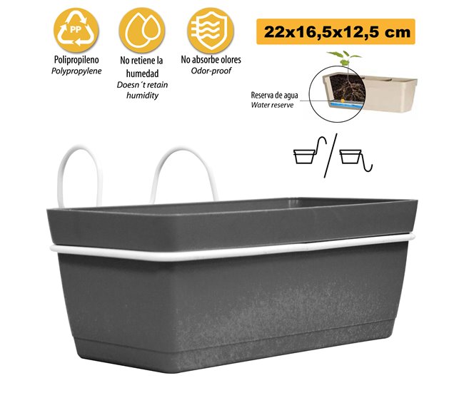 Conforama 3 Jardineras L 22 Cm Con Ganchos De Polipropileno