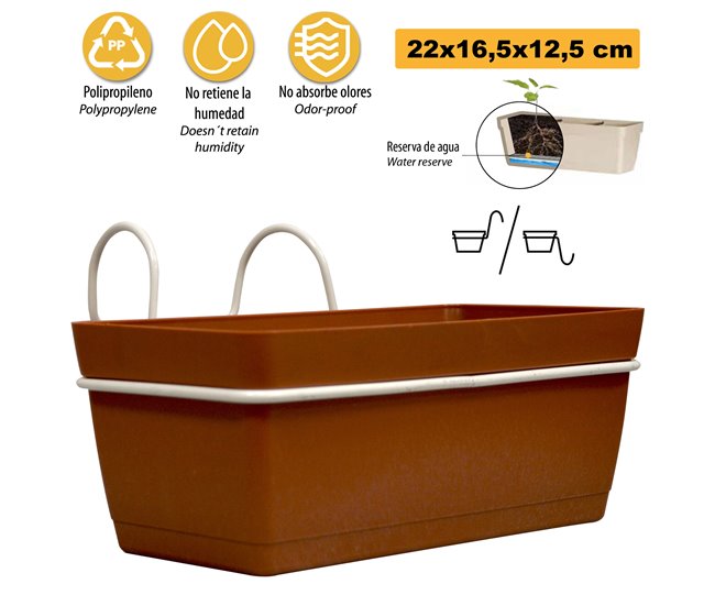 Conforama 3 Jardineras L 22 Cm Con Ganchos De Polipropileno