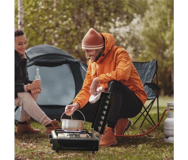 Conforama 6002B Hornillo De Gas Portátil 2 Fuegos PLUS E Inox | UNIVERSALB