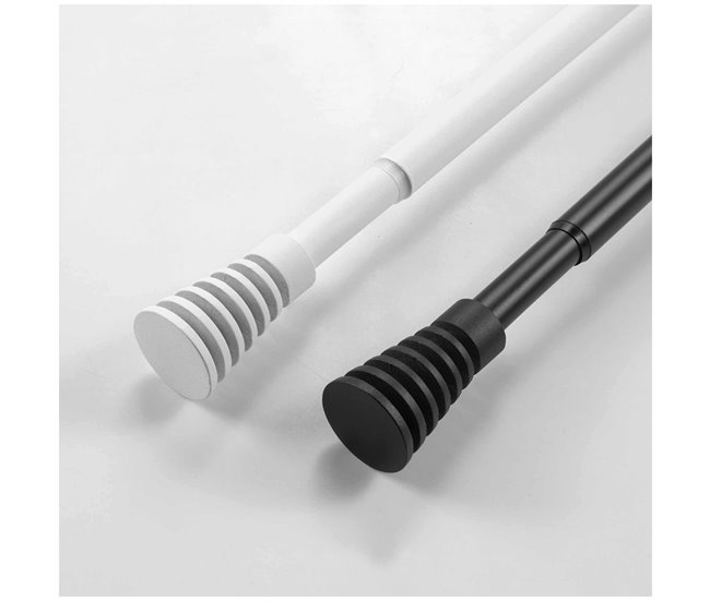 Conforama Acomoda Textil – Barra De Cortina Extensible De Metal Remate Hoja. Barra Cortina Con Soportes Universal Decorativa Ideal Para Dormitorio Salón Cocina Y Oficina. (Blanco 120x210 Cm)