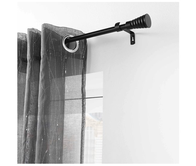 Conforama Acomoda Textil – Barra De Cortina Extensible De Metal Remate Hoja. Barra Cortina Con Soportes Universal Decorativa Ideal Para Dormitorio Salón Cocina Y Oficina. (Negro 120x210 Cm)