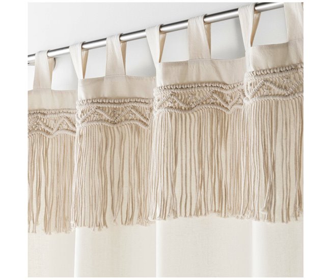 Conforama Acomoda Textil – Barra de Cortina Extensible de Metal con Remate Tapón. Barra Cortina con Soportes Universal Decorativa Ideal para dormitorio Salón Cocina y Oficina. (Blanco 120x210 cm)