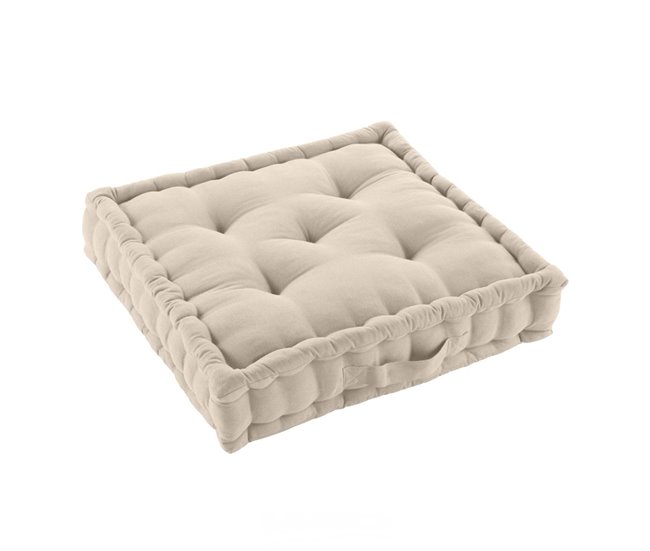 Conforama Acomoda Textil – Cojín de Suelo Acolchado con Asa de Transporte 50x50x10 cm. Cojines para Palets Banco Silla y Suelo Asiento Cómodo Decorativo para Interior y Exterior. (Beige 4 Unidad)