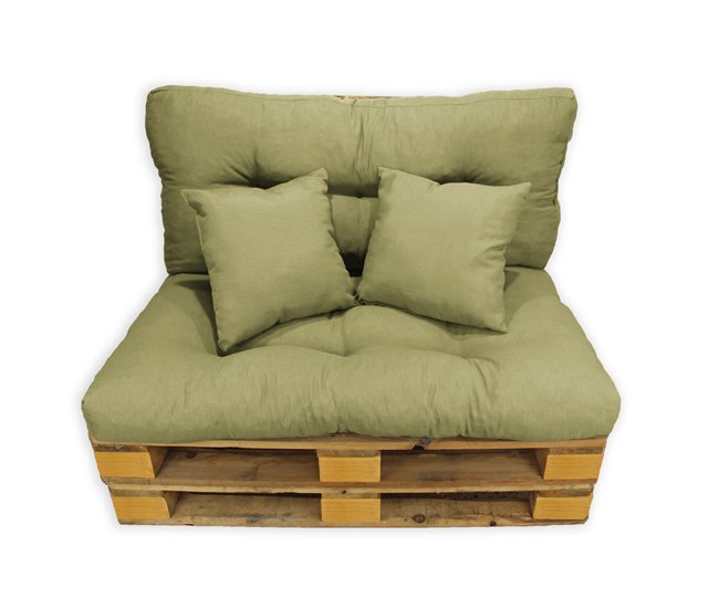 Conforama Acomoda Textil - Cojines Sofá Palets. Conjunto 4 Piezas para Palet Asiento 120x80 cm + Respaldo + 2 Cojines. Cómodo y Elegante para Interior y Exterior. NO INCLUYE PALETS. (Arena)