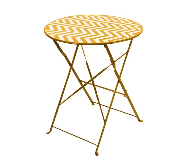 Conforama Acomoda Textil – Conjunto De Mesa Auxiliar Redonda Con 2 Sillas De Metal. Set De Asiento Con Mesita Estable Y Resistente De Exterior Para Jardín Terraza Y Patio. (Amarillo)