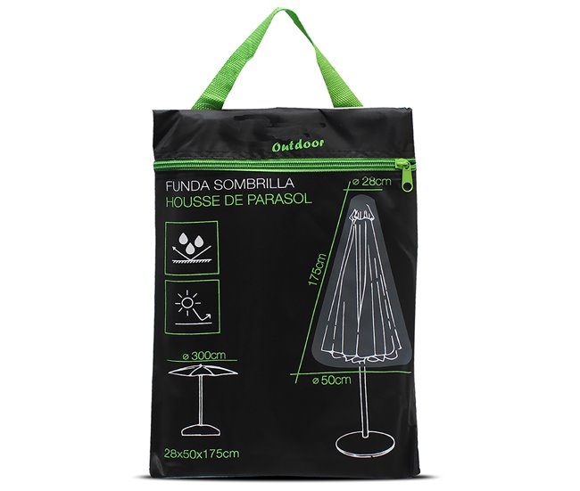 Conforama Acomoda Textil – Funda Impermeable De Exterior Para Mobiliario De Jardín Terraza Y Patio. Funda Plegable Protectora Y Resistente Contra Sol Y Lluvia. (Sombrilla 28x50x175 Cm)